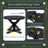 Merax Farmhouse Wooden Round Extendable Dining Table Set with Chairs for 4 Persons 5 Piece Round Kitchen Table Set for Small Space, Deep Espresso Merax