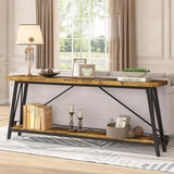 Tribesigns 70.9 Inches Extra Long Sofa Table Behind Couch, Industrial Entry Console Table for Hallway, Entryway & Living Room, Rustic Brown Tribesigns