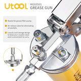 UTOOL Grease Gun, 8000 PSI Heavy Duty Pistol Grip Grease Gun Kit with 14 oz Capacity, 18 Inch Resin Flex Hose, 1 Patented Double Handle Coupler, 1 Basic Coupler UTOOL