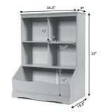 Giantex Storage Cabinet, Cubby Toy Organizer, 3 Shelf 4 Cube Units, Storage Bins Cubbies for Kids' Collections, Kids Bookshelf and Bookcase for Children Playroom Hallway Kindergarten School, Gray Giantex