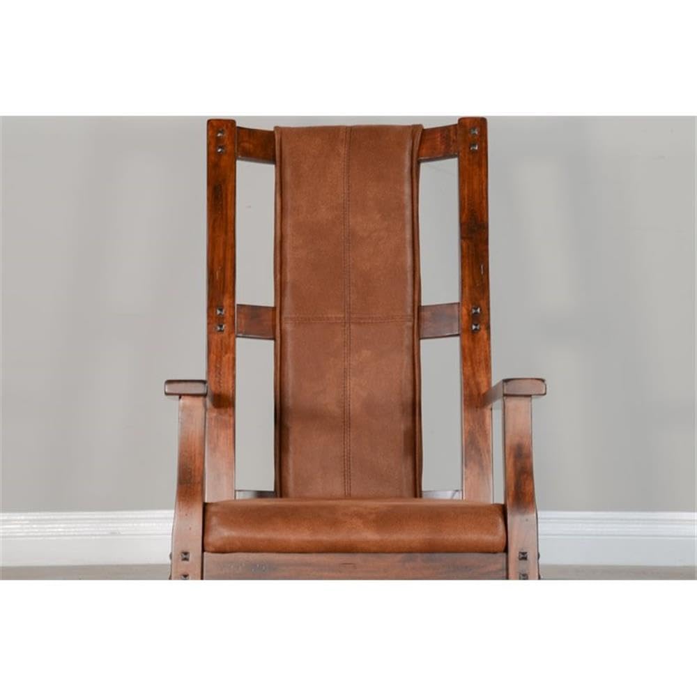 Pemberly Row Farmhouse Mahogany Wood Rocking Chair in Dark Chocolate Pemberly Row