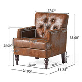 Christopher Knight Home Malone Tufted Club Chair, Brown 28D x 29.5W x 33.5H Inch Christopher Knight Home