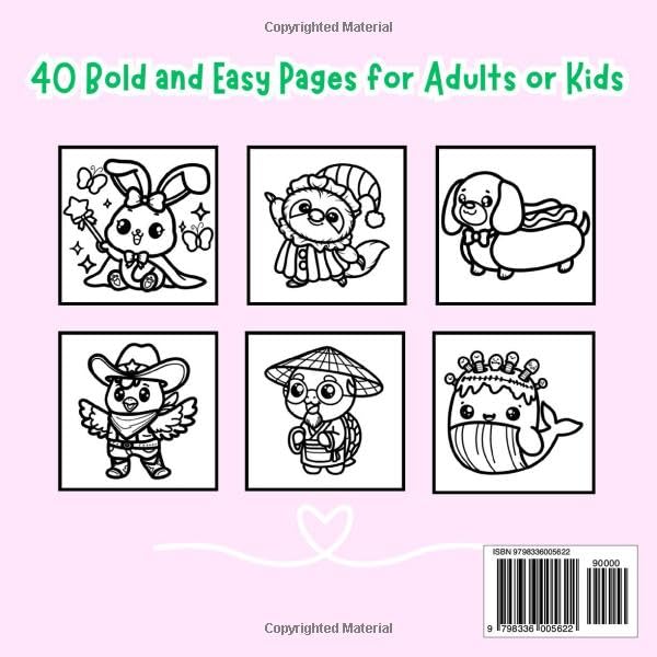 Animals In Costumes: Bold and Easy Coloring Book For Adults or Kids (Bold and Easy Coloring Books) WoodArtSupply