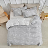 Lekesky Reversible Duvet Cover Queen Size, Grey White Branch Comforter Cover Queen 3pcs Microfiber Botanical Bedding Set with Zipper Closure Corner Ties Lekesky