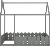 Harper & Bright Designs Grey Twin House Bed Frame with Fence Rails for Kids Harper & Bright Designs