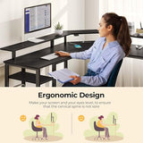 Rolanstar L Shaped Gaming Desk with LED Lights & Power Outlets, 46.2" Computer Desk with Full Monitor Stand & Storage Shelf, Corner Desk with Hooks, Black Desk Reversible Rolanstar