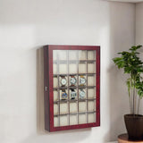 TimelyBuys 30 Piece Cherry Wood Watch Display Wall Hanging Case and Storage Organizer Box and Stand Father's Day TimelyBuys