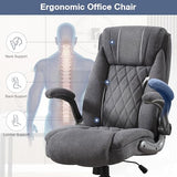 Big and Tall Fabric Office Chair 400lbs High Back Executive Computer Desk Chair with Flip Up Armrest, Breathable Fabric Adjustable Height Ergonomic Home Office Heavy Duty KWKSV