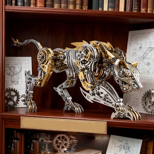 Leopard 3D Metal Puzzle for Adults and Teens, 3D Metal Model Kits, Mechanical Assembly Models, Suitable for Home Office Decor & Gift for Men