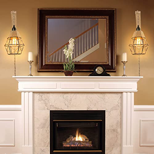 Frideko Wall Lamp with Plug in Cord - Plug in Wall Sconces, Farmhouse Hanging Lamps That Plug into Wall Outlet, Rustic Wall Mount Lamp with Wood Shelf Bracket & Switch Cord for Living Room, Bedroom FRIDEKO HOME