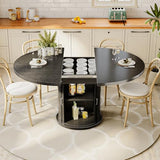 CABZOON 47-63in Extendable Round Dining Table for 4-8 Modern Round Kitchen Table Circle Dining Table with 2-Tier Storage Shelf, Space Saving Expandable Wood Oval for Living Room Walnut Black CABZOON