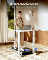 FLEXISPOT H7 Plus Gas Spring Adjustable Standing Desk, Mobile Rolling Sit-Stand Table with Wheels, Cordless Stand Up Desk for Small Spaces & Home Office, 32" One-Piece Desktop White,Height 27.6"–45" FLEXISPOT
