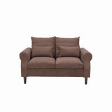 Panana Modern Sofa 54.5" Loveseat Couch with Cushion Back and Arms, 2 Seater Sold Wood Legs Sofa (Brown Linen, Rolled arm) Panana