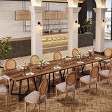 Tribesigns Square Commercial Dining Table Set of 6, 31.5" Heavy Duty Dinner Table with Metal Base, Wooden Kitchen Table for Restaurant, Cafe, Bakery, School, Apartment, Rustic Brown & Black Tribesigns