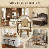 SoarFlash French Decor Chairs Set of 4, Louis Dining Chairs with Square Rattan Backrest, Exquisitely Carved Solid Wood Frame for Living Room, Kitchen, Restaurant, Beige SoarFlash