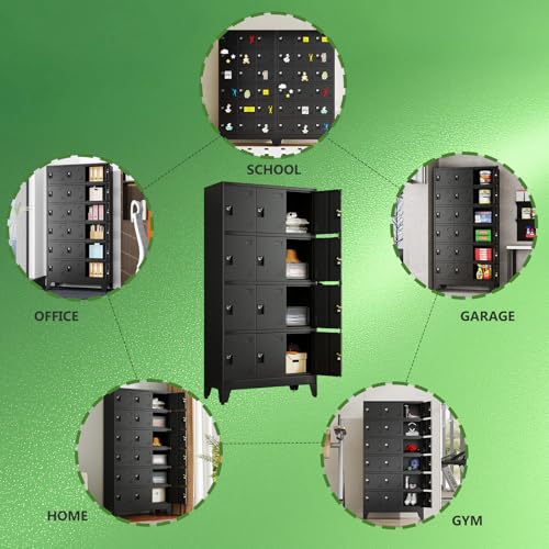 erosoei Metal Lockers for Employees, 12 Doors Metal Storage Locker with Card Slot and Ventilation Holes, Steel Employee lockers for Home Office School Gym Garage, Requires Installation erosoei