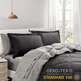 Furnishh 5 Pieces Comforter Set Twin Bed in a Bag, Reversible Bed Set with Comforter, Flat Sheet, Fitted Sheet, Pillowcase & Sham, Black and Grey Twin Size Bedding Sets for Boys, Girls Furnishh