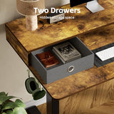 CROWNFURN Electric Standing Desk with Double Drawers,Adjustable Standing Desk with Storage Shelf for Home Office,with 3 Presets & 2 Hooks,48 Inch(Rustic Brown) CROWNFURN