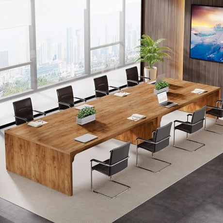 Tribesigns 13FT Conference Table, Large Rectangle Conference Room Table, Long Meeting Seminar Table Business Tables for 12-16 People (Four Tables) Tribesigns