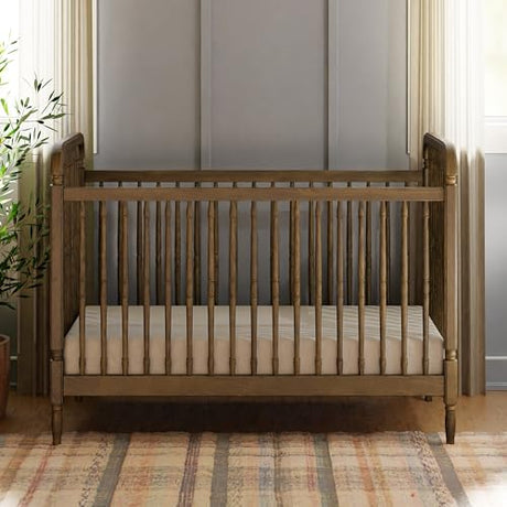 Namesake Liberty 3-in-1 Convertible Spindle Crib with Toddler Bed Conversion Kit in Natural Walnut, Greenguard Gold and FSC® Certified NAMESAKE