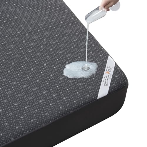 BEDLORE King Mattress Protector, Waterproof Noiseless Mattress Cover with Deep Pocket for 6-18 inches Mattress, Soft Breathable Mattress Pad Machine Washable (Dark Gray) BEDLORE
