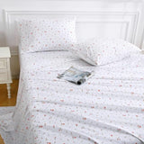 Softan Pink Floral Twin Size Sheet Set, 3 Pieces Single Bed Sheets for Girls, Cozy Microfiber Fitted Sheet with 15" Deep Pockets & Non-Slip Straps, Pink Flower Sheets & Pillowcase Set Softan