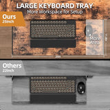 Acrolix 59 Inch L Shaped Standing Desk with Shelves and Keyboard, Electric Corner Standing Desk Adjustable Height, Sit Stand Computer Table with Reversiable Splice Board，Rustic Brown Acrolix