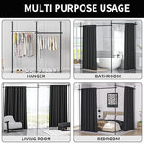 Room Divider, Curtain Rods No Drilling, Adjustable 48-120in (H) 30-140in(W) Tension Rods, Partition Hanging Room Dividers, Self Stand Curtain Divider for Room Separation (Black) necvha