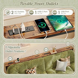 Huuger 102.4 Inch Sofa Table with Power Outlets, 23.9’’-34.4’’ Height Adjustable Range, Behind Couch Table with USB-C Ports, Sofa Tables Narrow Long, Skinny Console Table, Small Spaces, Rustic Brown Huuger