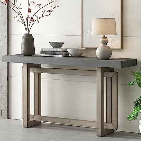 Modern Minimalist Console Table 59-Inch Long Wood Accent Entry Sofa Table for Living Room Entryway Hallway (Gray) Amposei