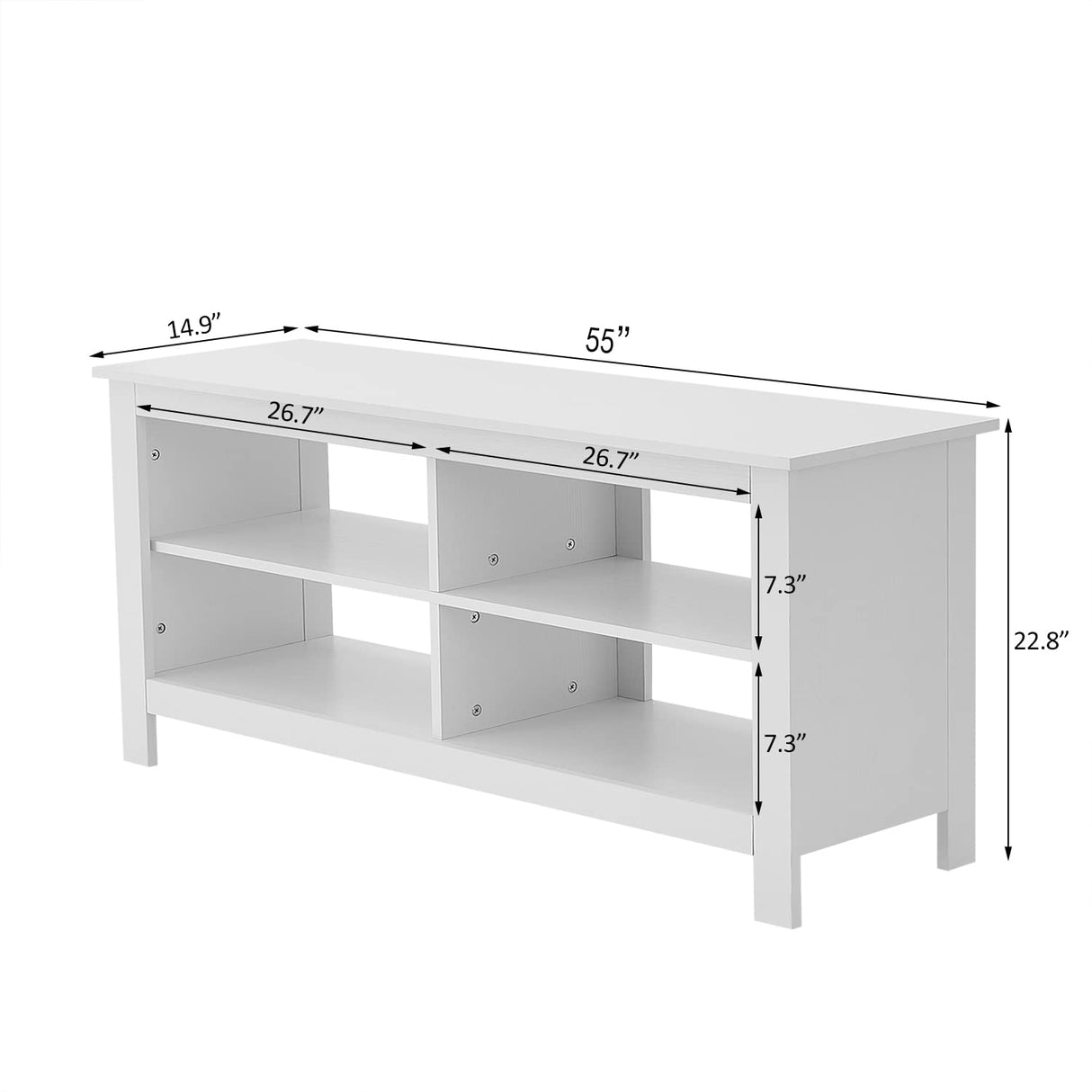 Panana TV Stand, 4 Cubby TV Stand for 60 inch TV, Farmhouse Television Stands Entertainment Center Media Stand with Storage TV Table Stand for Living Room (White 55 inches) Panana