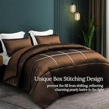 Whale Flotilla 3-Piece Reversible Silky Soft King Size Comforter Bedding Set, Luxurious Satin Comforters Oversized with 2 Satin Pillowcases, Lightweight Duvet for All Seasons, Brown Whale Flotilla