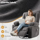 Swivel Rocker Recliner Chair with Vibration Massage and Heating Functions for Adults,Oversized Recliner Single Sofa with Side Pocket,Two Cup Holders for Living Room and Bedroom