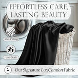 DECOLURE Satin Bed Sheets - 4 Piece Luxury Silky Full Size Bedding Set - Softer Than Silk, Wrinkle-Free with 15” Deep Pocket Fitted Sheet, Perfect for Hair & Skin, Gifts for Women (Black) DECOLURE