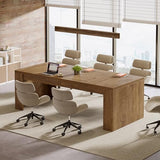 Tribesigns 12 ft Conference Table for 10-14 People, 142-Inch Rectangular Executive Meeting Table for Office, Farmhouse Sturdy Business Desk for Office Conference Room, (2, Brown) Tribesigns