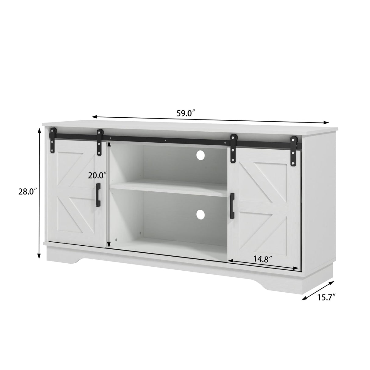 Panana Bar Cabinet with Barn 2 Sliding Doors Buffet Farmhouse Storage Cabinet TV Stand (White Cabinet) Panana