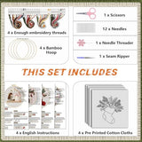 WKALXJ 4 Sets Embroidery Kits for Beginners Adults, Cross Stitch Kits, Needlepoint Kits with Instruction, Video, Needle Point Kits with Holly Fireplace Stocking Nativity Patterns (Christmas A)