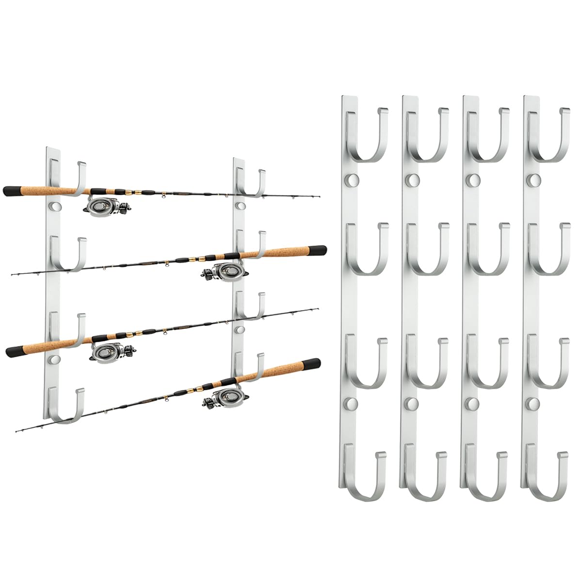 SUMERX Fishing Rod Holders, 4 Pack Wall or Ceiling Mounted Fishing Pole Holders for Garage, Aluminum Fishing Rod Rack Organizer for Universal Fit SUMERX