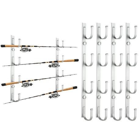 SUMERX Fishing Rod Holders, 4 Pack Wall or Ceiling Mounted Fishing Pole Holders for Garage, Aluminum Fishing Rod Rack Organizer for Universal Fit SUMERX