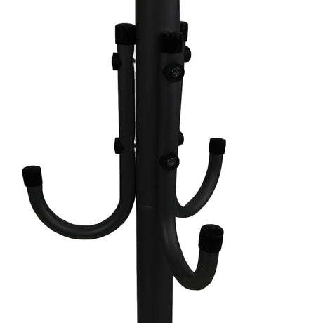 Mind Reader Coat Rack, Hall Tree, Freestanding Organizer, Coat Tree, Hat, Jacket, Purse, Metal, 18"L x 18"W x 68.5"H, Black, 11 Mind Reader