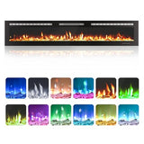50 Inch Built-In Electric Fireplace, 750/1500W Wall Mounted Recessed Heater with Remote, Timer, Touchscreen, 12 Flame Effects, Adjustable Brightness, Low Noise Linear Fireplace for Living Room Bedroom Hipicute