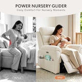 FLEXISPOT Souffle-Pro Swivel Rocker Recliner Chair with Nightlight, Power Nursery Glider Recliner with Massage & Heat, Adjustable Headrest, Oeko-TEX Fabric, Ideal for Nursery & Home Relaxation, Cream