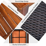 Tangkula 4 Pieces Patio Dining Set for 4, Patiojoy Space-Saving Outdoor Acacia Wood Dining Table and PE Rattan Chairs Set with 1.9” Umbrella Hole, for Garden, Backyard, Deck, Poolside, Balcony Tangkula