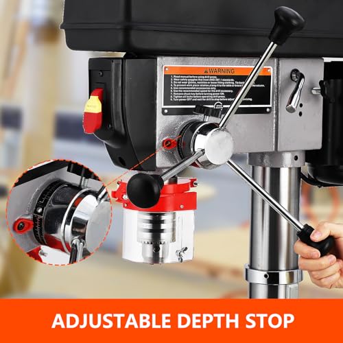 13 in Benchtop Drill Press, 7.5 Amp 120V, 288-3084 RPM Variable Speed Cast Iron Bench Drill Press, 0-45° Tilting Worktable, Tabletop Drilling Machine for Wood Metal - WoodArtSupply