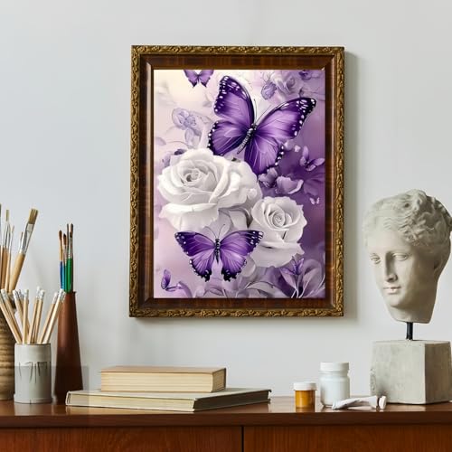 BYGFHLYW 5D Butterfly Diamond Art Kits for Adults, Butterfly Diamond Painting for Adults Beginner, DIY Full Drill Diamond Dot Gem Painting Gem Art kit for Home Wall Decor 12x16inch BYGFHLYW