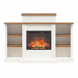 Pemberly Row Electric Fireplace Mantel & Bookcase - Plaster & Walnut Pemberly Row