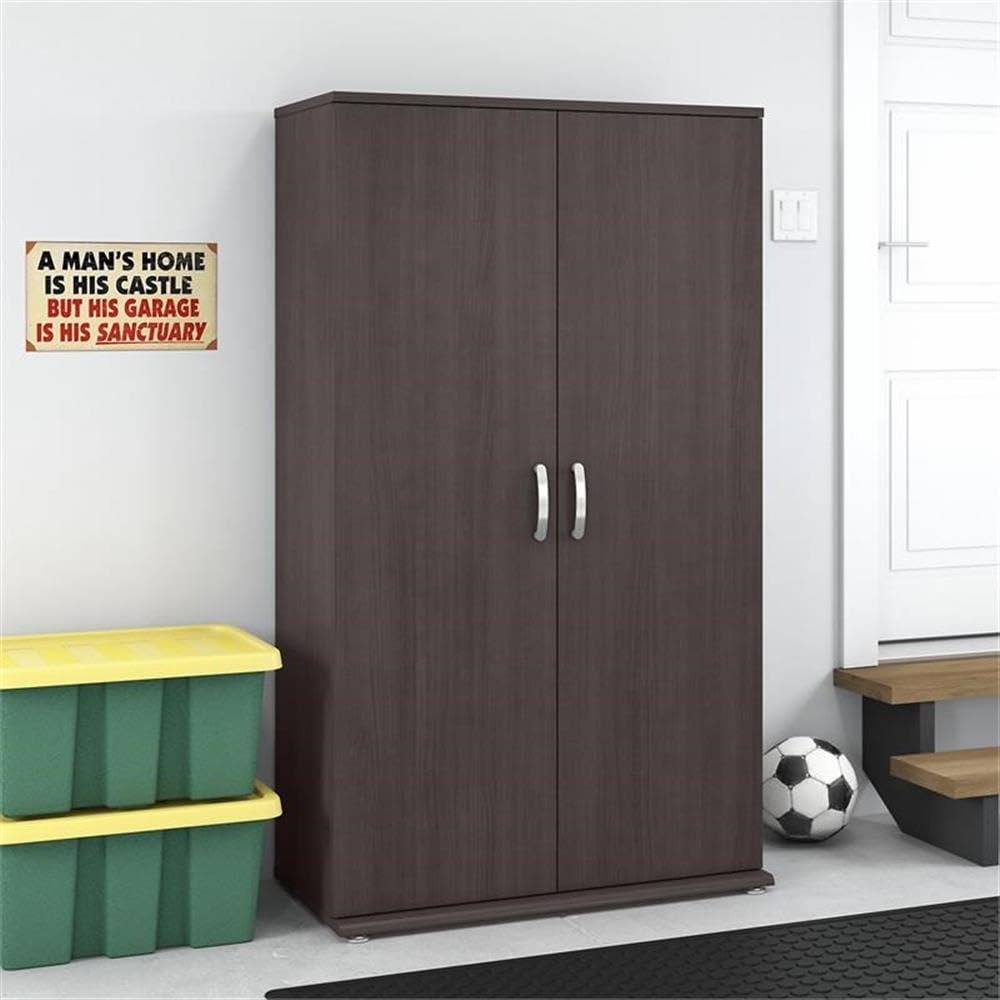 Bush Business Furniture Universal Tall Garage Storage Cabinet with Doors and Shelves, Storm Gray Bush Furniture