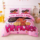 GRAT TIOC Black Girl Magic Comforter Set Twin,Black Girl Bedding Set,Christian Inspirational Little Princess Comforter,God Says I Am Afro Melanin Peekaboo Bedroom Set GRAT TIOC