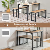 Giantex Dining Table Set for 4, Industrial Kitchen Table Set w/ 2 Benches, Space-Saving Dinette Set for Breakfast Nook, Dining Room, Kitchen, Easy Assembly (Natural) Giantex