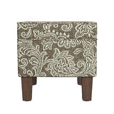 HomePop Home Decor |K7646-A880| Upholstered Modern Rectangular Storage Ottoman | Hinged Lid Ottoman with Storage for Living Room & Bedroom, Brown Jacobean Print HomePop